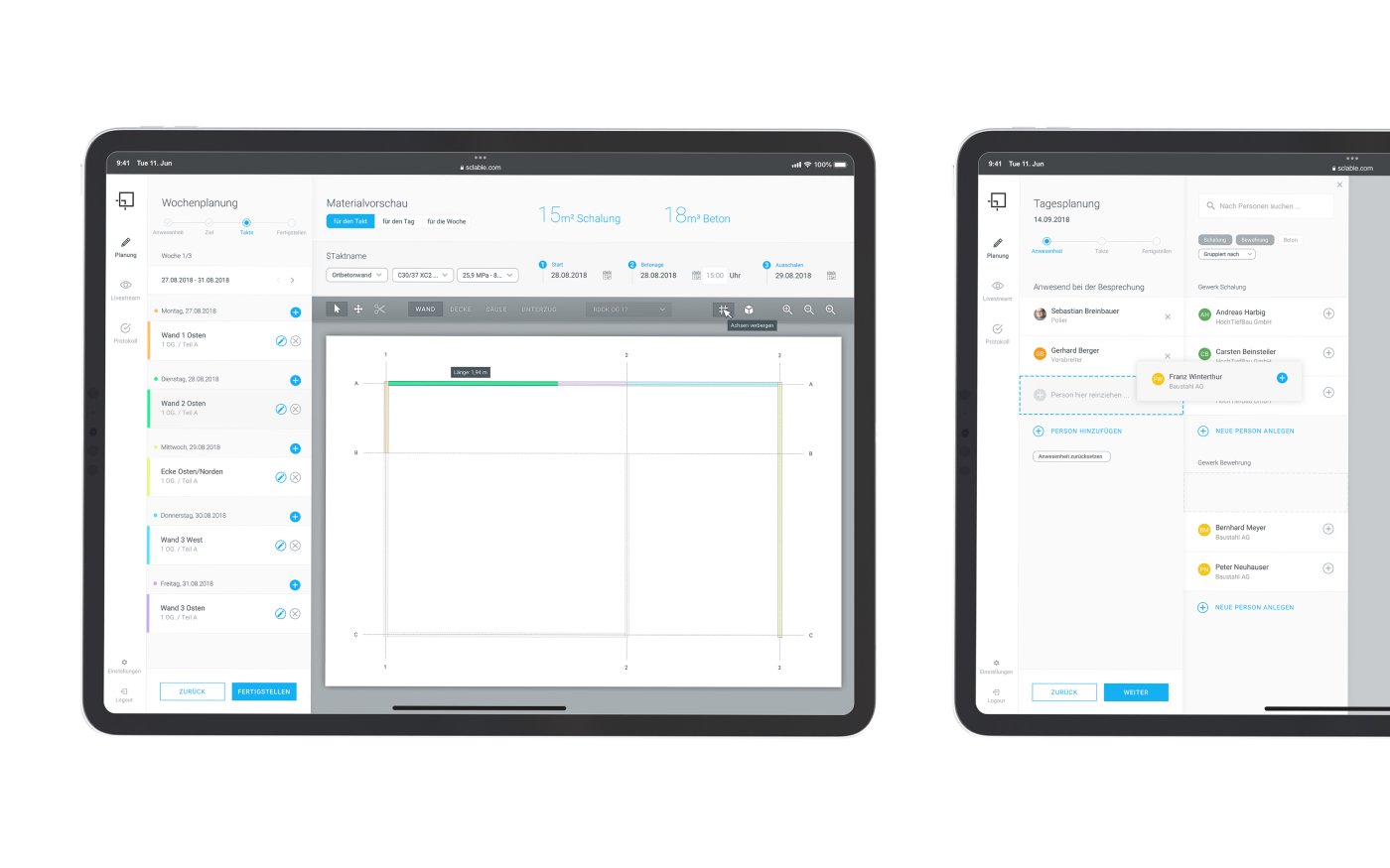 Weekly and daily planning based on the BIM model