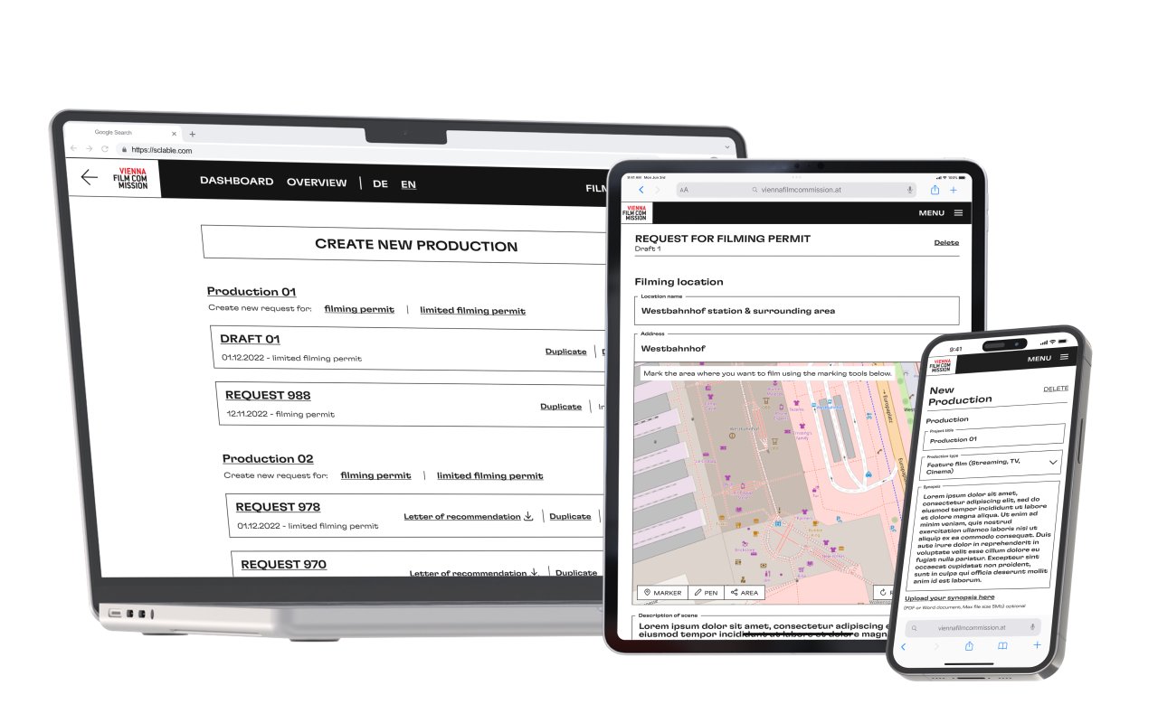 Screen designs for filming permit application